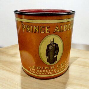 Vintage Empty Tin Prince Albert Tobacco Can Container Rustic Antique Decor